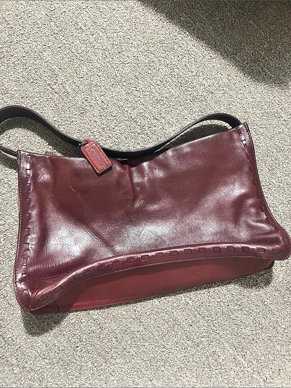 Coach Leather Shoulder Bag in Burgundy